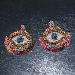 Multicolored Beaded Evil Eye Earrings